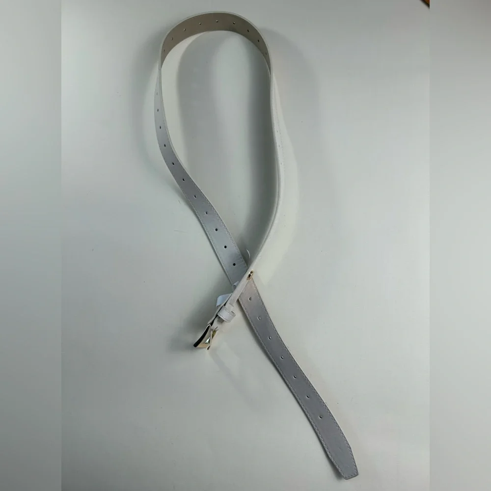 Steve Madden White Belt with Gold Buckle